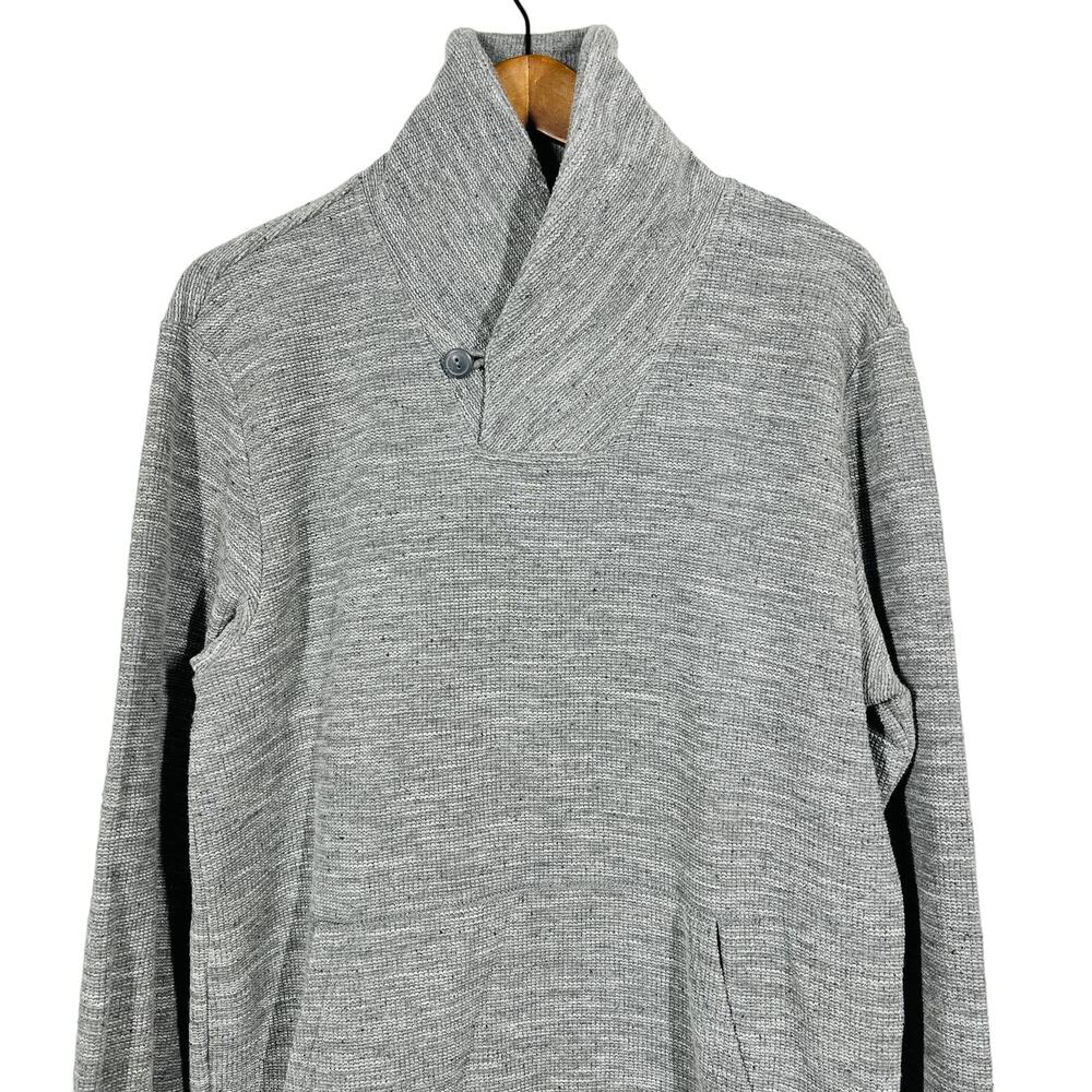 Gap Cowl Neck Waffle Knit Pullover Long Sleeve Pocket Gray - M